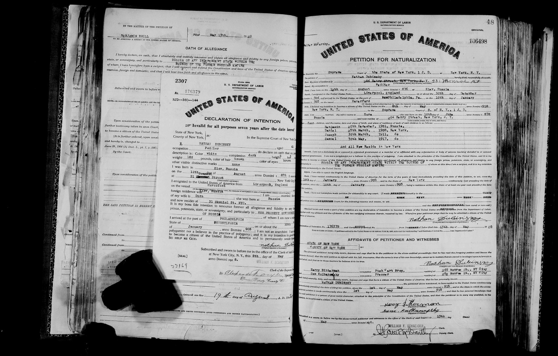 Nathan Dubinsky naturalization record