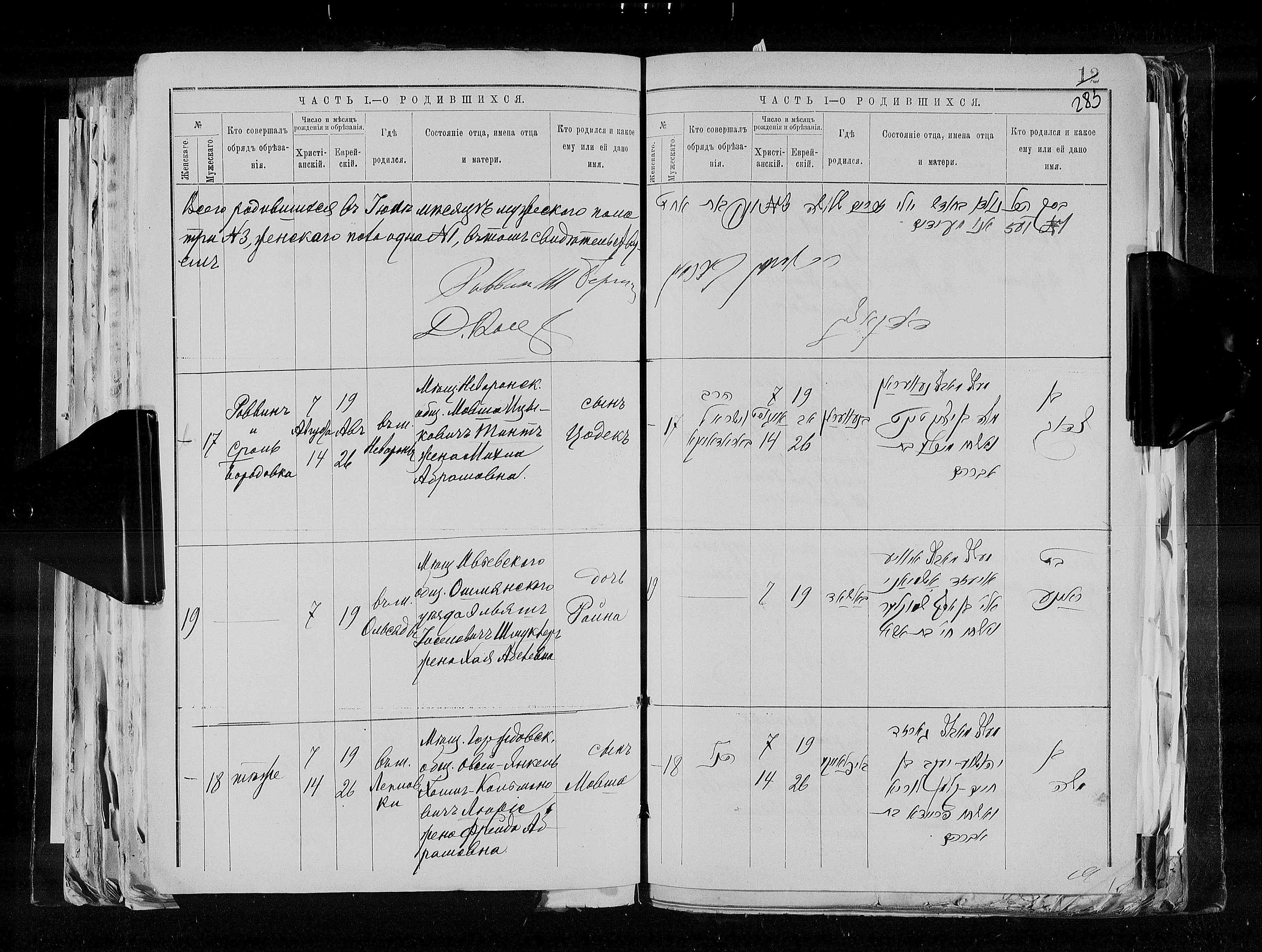 Full original Telšiai register showing Raina birth act 19