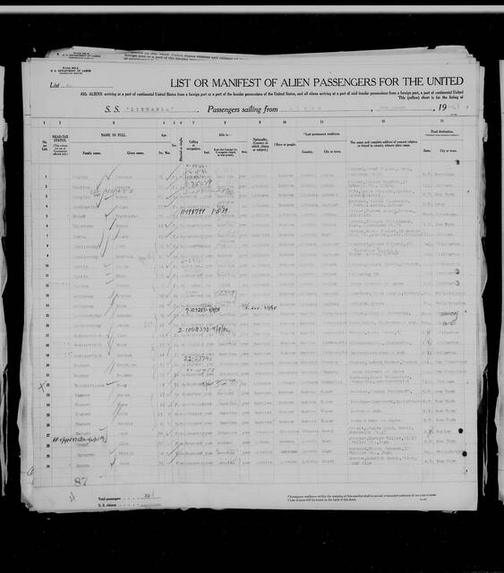 Original Lituania manifest page 1, list 4