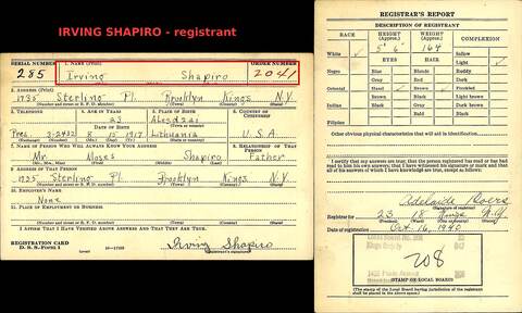 Original: irving shapiro 1940 draft card marked